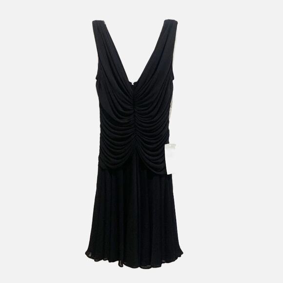 Tadashi Dress Black Ruched Sleeveless Sheer Chiffon Cocktail Party Size XS New - Picture 1 of 10